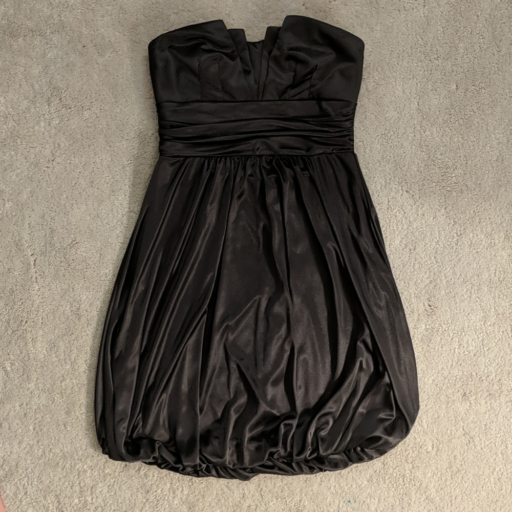 NWT Trixxi Strapless Dress, Shiny Dark Gray, S